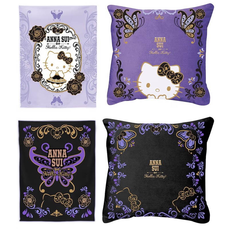 anna sui x7-11聯名限量刺繡抱枕保暖毯組（神秘黑）