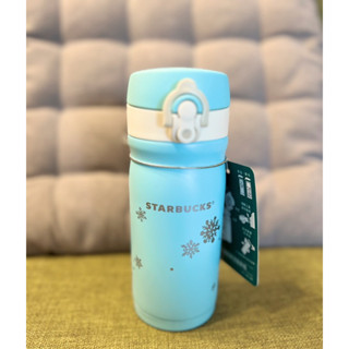 寒流必備全新星巴克*膳魔師隨身瓶350ml-耶誕雪花粉藍保溫瓶隨行杯保溫杯不鏽鋼保溫咖啡杯-保熱12小時保冰24小時以上