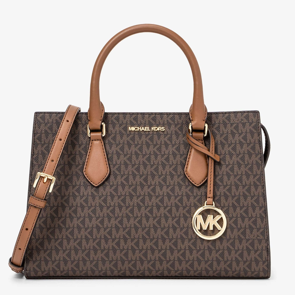 MICHAEL KORS 經典老花手提斜背三層包 防刮PVC皮革 單肩包 手提包 斜背包 M78389 MK(現貨)