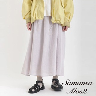 samansa mos2 【ethical crafts】環保素材鬆緊腰亞麻混紡長裙(fb31l0l0280)