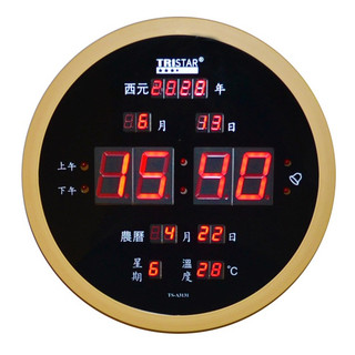 TRISTAR 30公分 LED木紋圓形電子萬年曆 萬年曆 數位萬年曆 電子鐘 TS-A3131