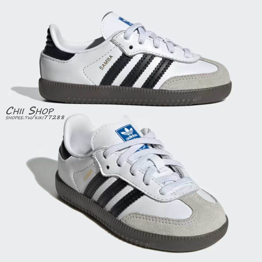 【CHII】adidas Samba OG 童鞋 小童 中大童 德訓鞋 白色 黑線膠底 IE3679