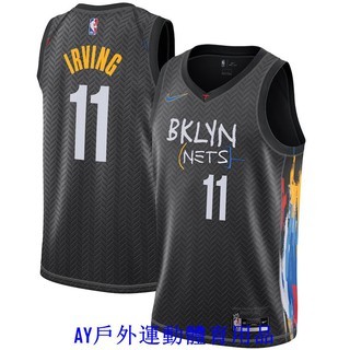 NBA球衣 SW JERSEY 籃網隊 11# 歐文 德魯大叔 黑色 熱轉印 籃球服 新賽季城市版球衣