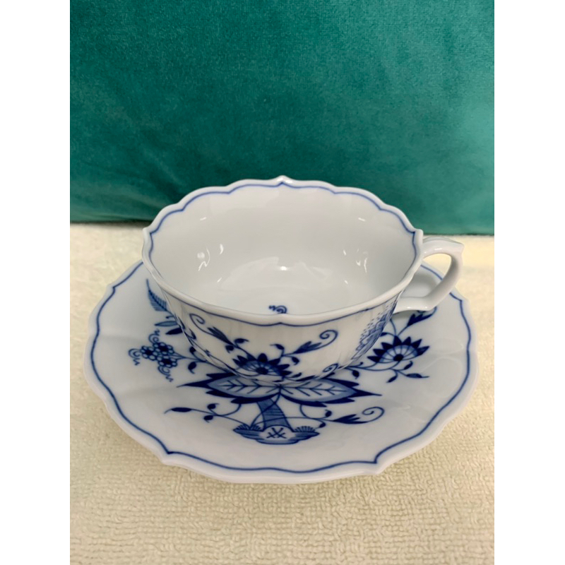 （免運）【純手繪 】全新 未使用 一級品 德國🇩🇪麥森Meissen經典藍洋蔥系列花茶/咖啡杯盤組