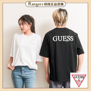 郵寄兵．現貨GUESS 韓國 前小後大文字LOGO 短袖 上衣 T恤 穿搭 現貨 韓國代購