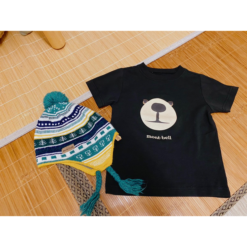 二手👐🏻日本🇯🇵 Mont-bell 熊頭T恤+毛帽 100公分 3Y