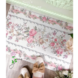 ｛現貨附發票｝ 地毯 吸水地墊 防滑地墊 防滑地墊 復古藤蔓地毯 玫瑰花 粉色 綠色 公主風 歐式 生活用品 居家裝飾