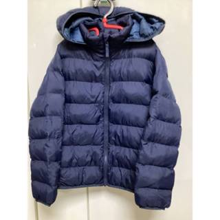 二手 尺碼130 uniqlo kid 優衣庫 外套 羽絨 連帽外套 兒童外套 帽子可拆 深藍色 尺碼130