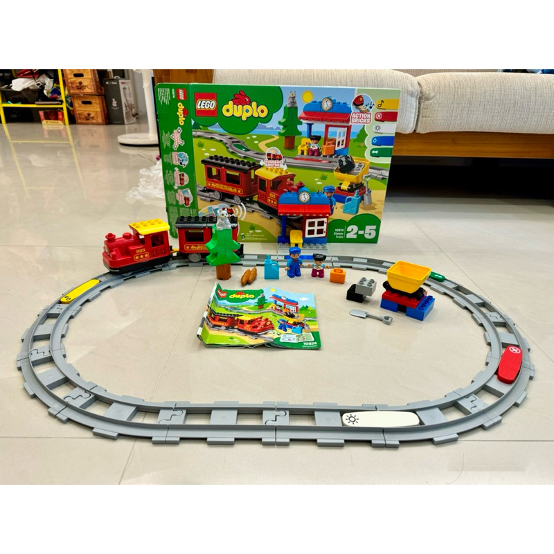 樂高 Duplo 得寶 10874 蒸汽電動火車組+副廠軌道組