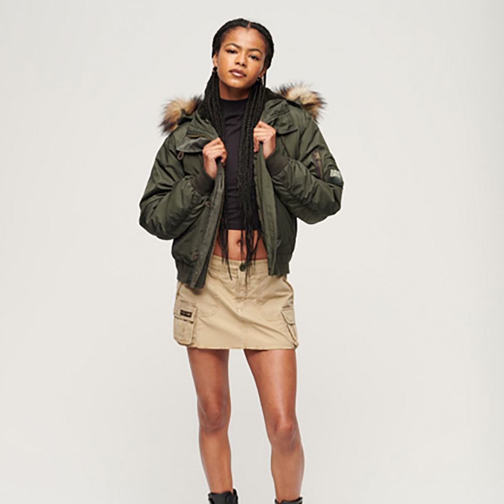 【Superdry】女裝 保暖外套 飛行夾克 Military Hooded MA1 Bomber 卡其綠