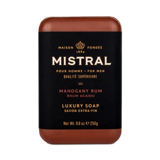 美國 Mistral 桃花心木蘭姆酒 紳士香水皂（香水肥皂 香氛皂沐浴皂沐浴香皂 男士男性古龍水古龍皂 男 沐浴乳沐浴露