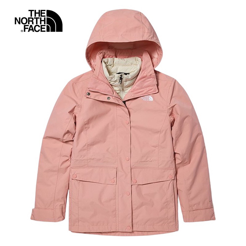 The North Face北臉女款粉色防水透氣保暖三合一外套轉售S尺寸