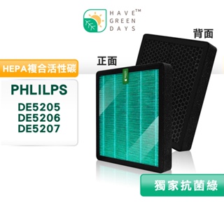 適用 Philips 飛利浦 DE5205 DE5206 DE5207 抗菌HEPA濾網 複合 活性碳濾芯 FY1119