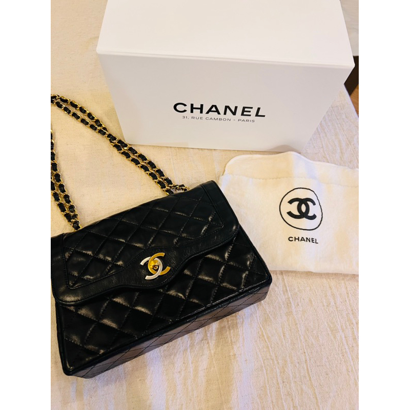 Chanel Vintage 巴黎限定款 有標有卡 有防塵袋 mini金銀釦方胖