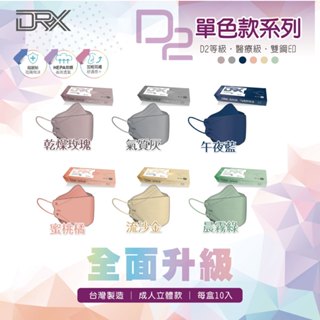 【DRX達特世】TN95醫用4D口罩-D2繽紛系列-成人10入 4D立體 D2等同N95 韓版KF94 魚型口罩