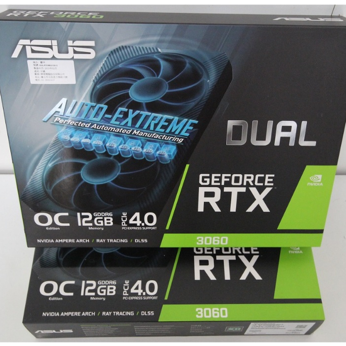 全新 3060 未拆封 未註冊 [ 議價不回 ] ASUS DUAL RTX3060 O12G V2