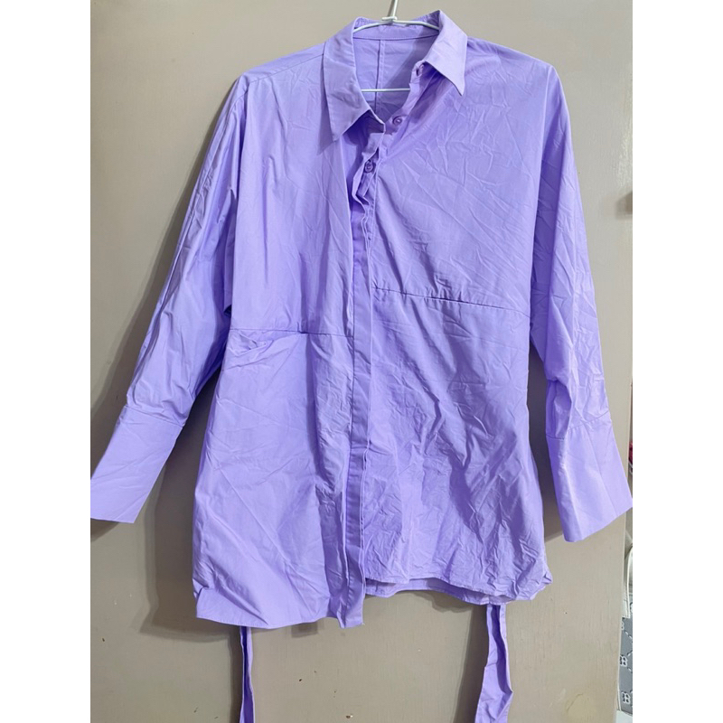 全新二手/紫色長版 襯衫 罩衫