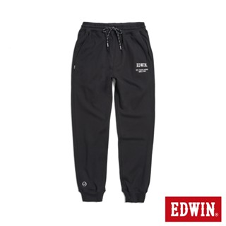 EDWIN 男款 鬆緊綁繩運動束口褲(黑色)