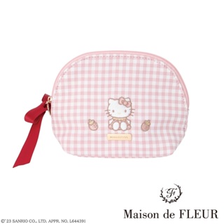 Maison de FLEUR HELLO KITTY生日系列刺繡格紋弧形手拿包(8A34FJJ0500)