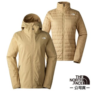 【The North Face】女 款3效能防水透氣防風耐磨連帽二件式外套(亞洲版型)/夾克 風雨衣_卡其色_5B1X