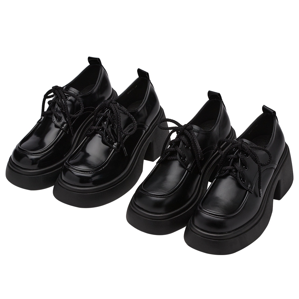 【Grace Gift】厚底鞋 牛津鞋 皮鞋女【通勤神器輕量厚底牛津鞋】2色 35-40號 面試 百搭 通勤鞋