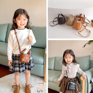韓國兒童包包手工編織 復古水桶包 小型包 迷你包 女童包 小包包 明星推薦包