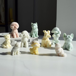 【西子手作】卡通動物 比熊犬 柴犬 香氛蠟燭矽膠模具 diy擴香石膏滴膠模具 雪納瑞擺件