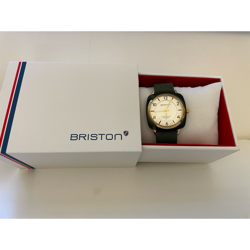 【BRISTON】手工小方糖錶 玳瑁玫瑰金框 36MM 橄欖綠