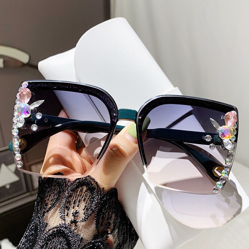 韓版水鉆太陽眼鏡防紫外線水晶墨鏡鑲鉆小香風素顏顯瘦眼鏡女