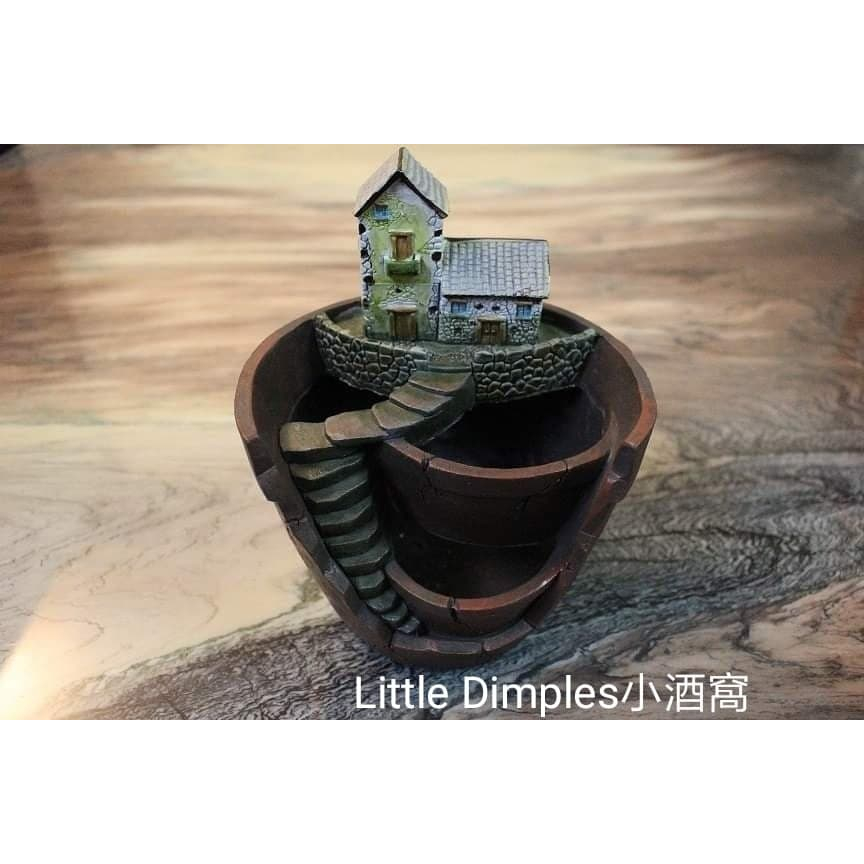 Little Dimples小酒窩-石橋上的客棧造景盆栽 天空之城多肉植物花盆(客訂)