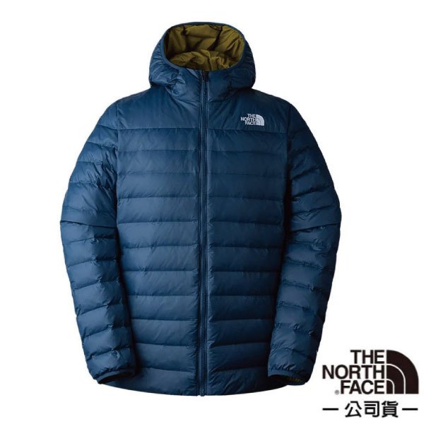 【The North Face】男 款防潑水保暖兩面穿連帽羽絨外套/登山健行羽絨衣 禦寒雪衣_藍色_83OM