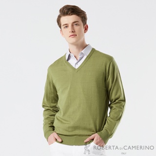 【ROBERTA 諾貝達】男裝 綠色純羊毛衣-柔軟親膚 防縮-巴素蘭羊毛 RSD59-46