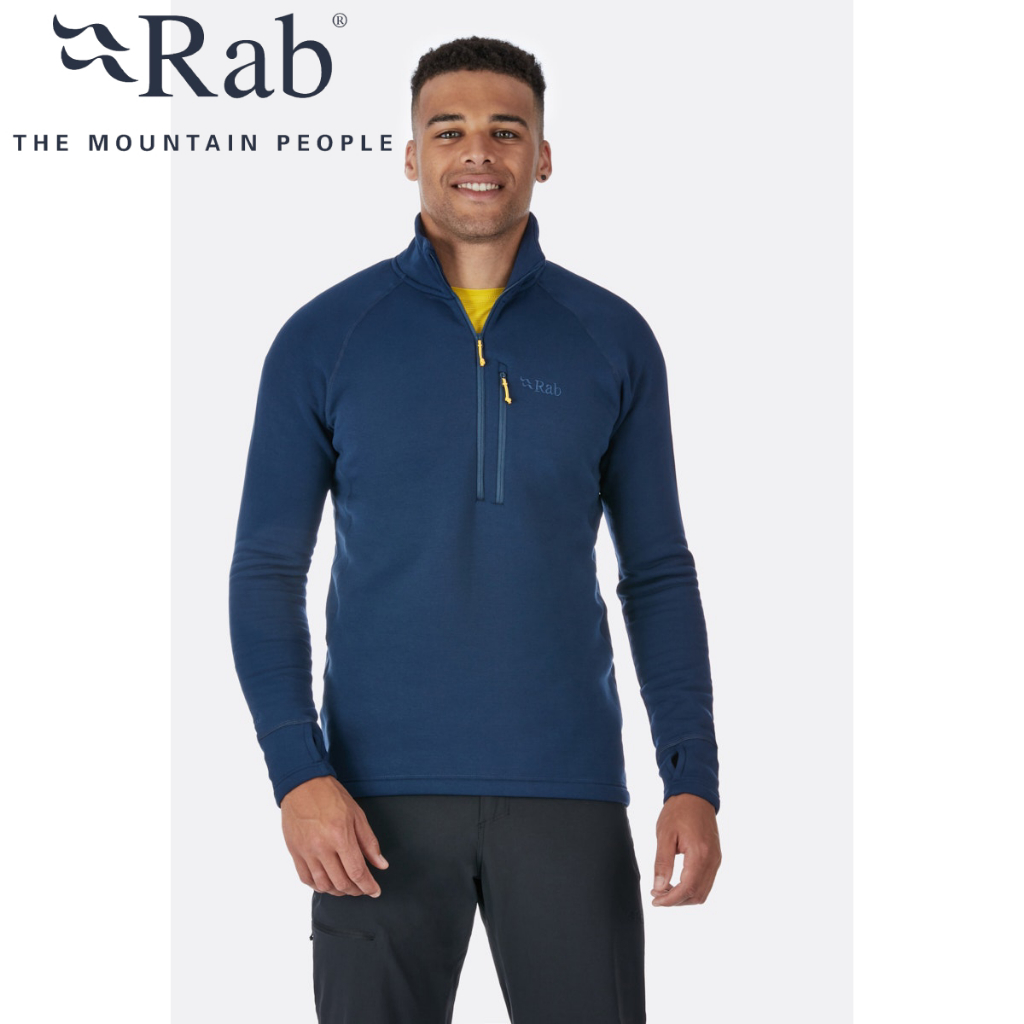 Rab Power Stretch Pro Pull-On 男款半門襟保暖排汗衣 保暖中層衣 深墨藍 QFE-62-DI