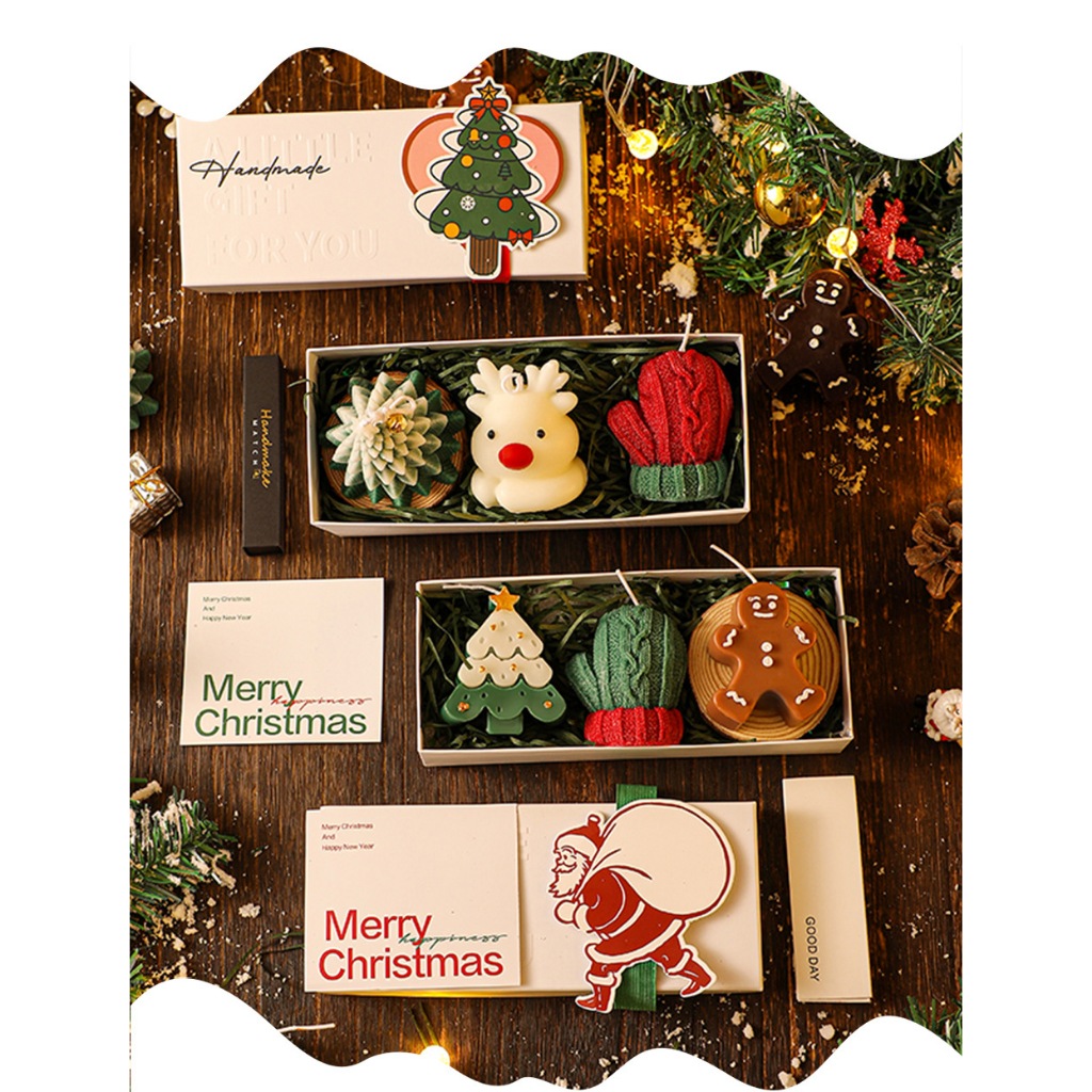 『莉莉推薦』聖誕禮物首選-小鹿薑餅人聖誕樹耶誕手套造型香氛蠟燭-創意禮物香薰蠟燭禮盒伴手禮套裝-交換禮物