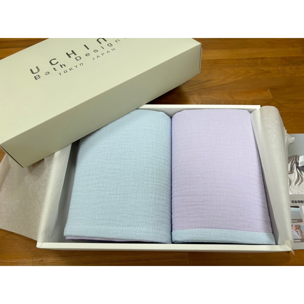 【全新現貨】日本 UCHINO Bath Designs 多用途圍巾、毛巾 專利四重紗 透氣紗材質 禮盒