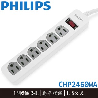 ★隨便賣★PHILIPS 飛利浦 CHP2460WA 1開6插 3孔 1.8M(6呎) 電源延長線