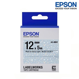 EPSON LK-4BBY 繁星夜空底黑字 標籤帶 Pattern系列 (寬度12mm) 標籤貼紙