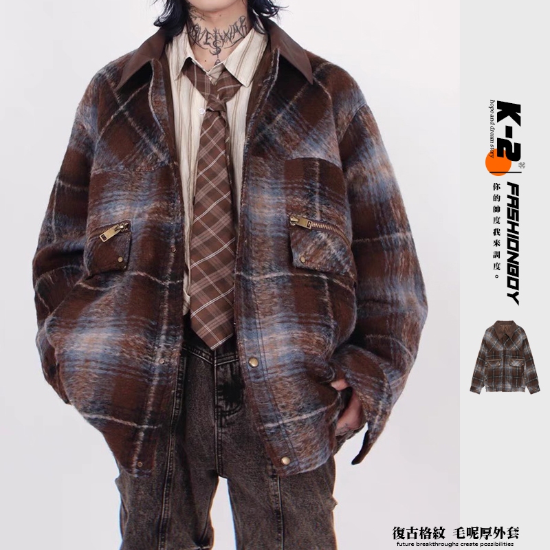 【K-2】outdoor Y2K 格紋外套 毛呢外套 古著穿搭 厚外套 Gorpcor 老外套 復古外套【DJK150】