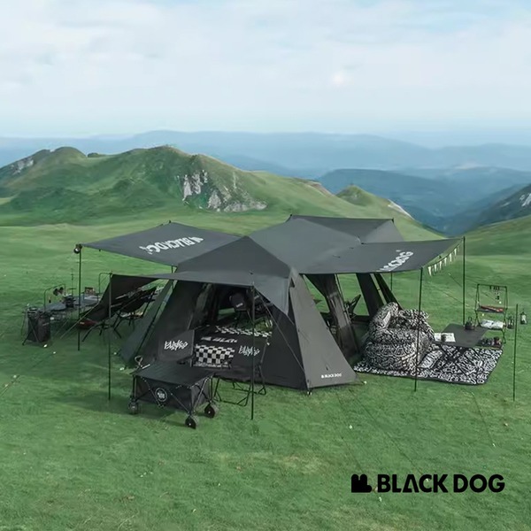 Blackdog 黑狗 星逐 兩室四廳 全遮光 黑膠 自動帳篷 8-10人 露營帳篷 屋脊構造 6面全開
