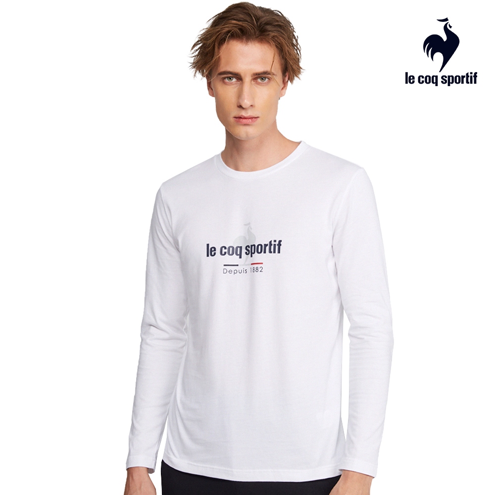 【LE COQ SPORTIF 法國公雞】法式經典長袖T恤-男女款-白色-LWS23802