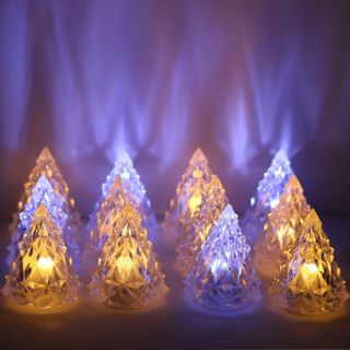 【現貨24小時】 聖誕樹水晶小夜燈 聖誕水晶小蠟燭 led燈 電子燈 壓克力 發光 裝飾 氛圍 聖誕節 平安夜 小夜燈