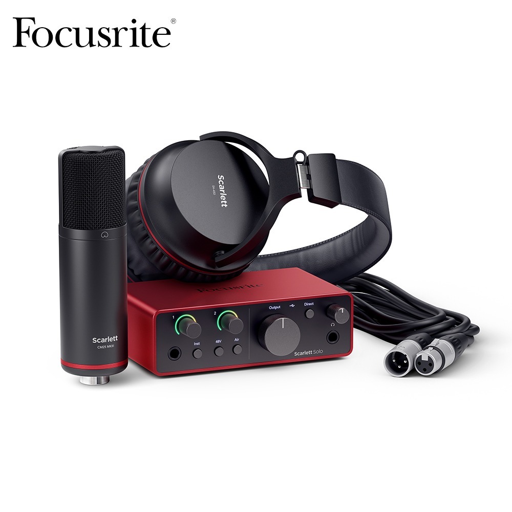 第四代 Focusrite 錄音介面套組 Scarlett Solo Studio 電容式麥克風 監聽耳機【他,在旅行】