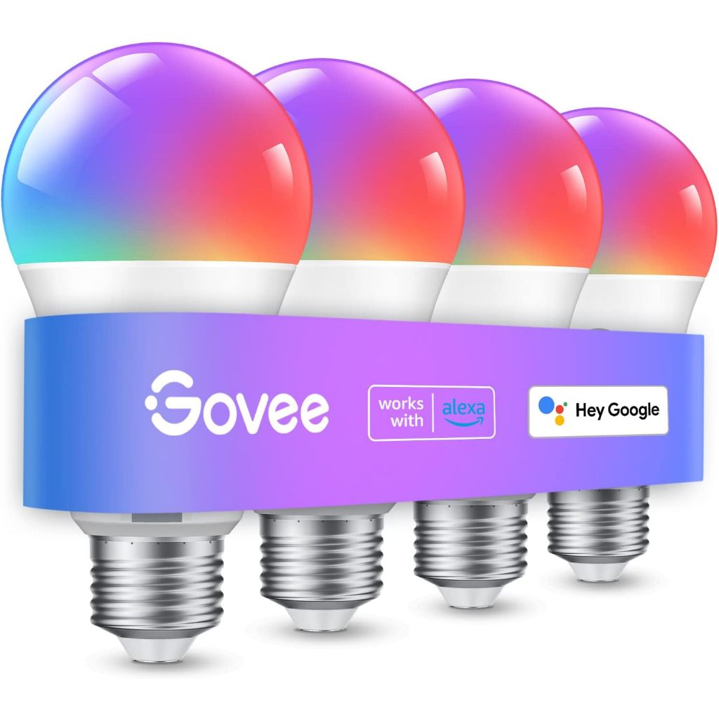 Govee 智慧型燈泡,可調光 RGBWW 9W LED燈泡,與 Alexa和Google搭配使用,無需集線器