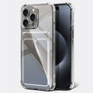 [Moon]適用iPhone 15promax手機殼iphone15新款透明卡包手機殼透明色卡套一體14卡包13保護殼