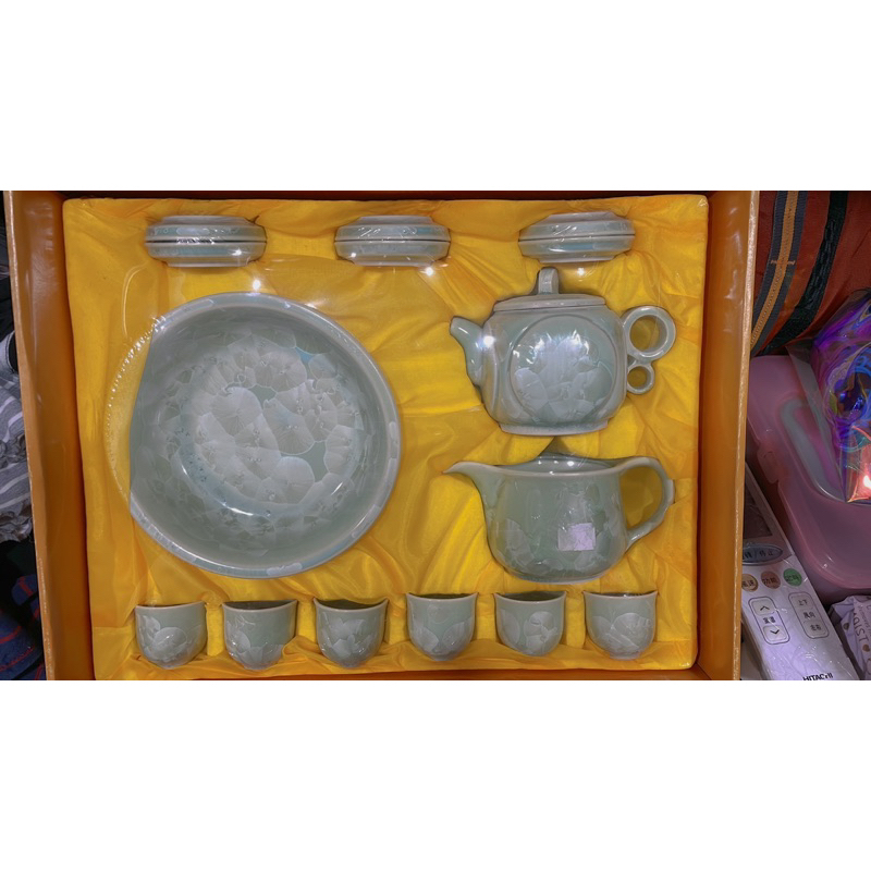 翡翠綠茶具琉璃泡茶器套裝茶壺蓋碗套組辦公家用，原價買3980元