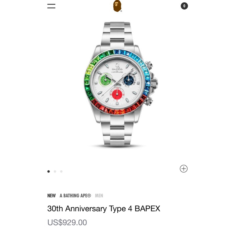 A BATHING APE® 30th Anniversary Type 4 BAPEX 三眼 限量23 彩色水鑽手錶