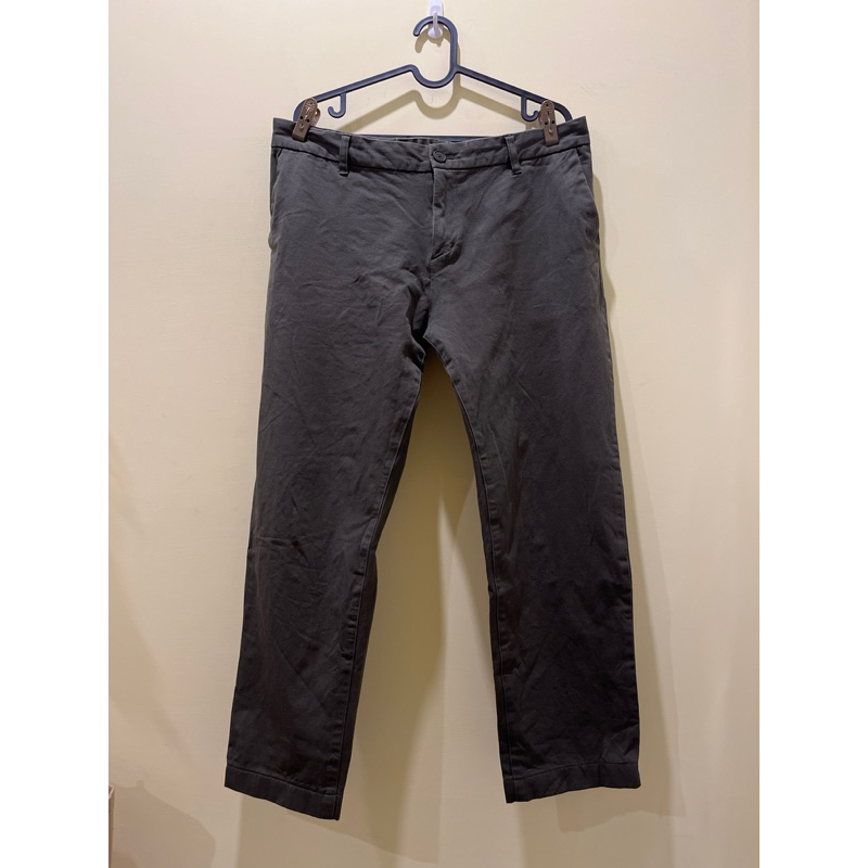無印良品｜女棉混彈性綾織boyfit九分褲 卡其綠 XL