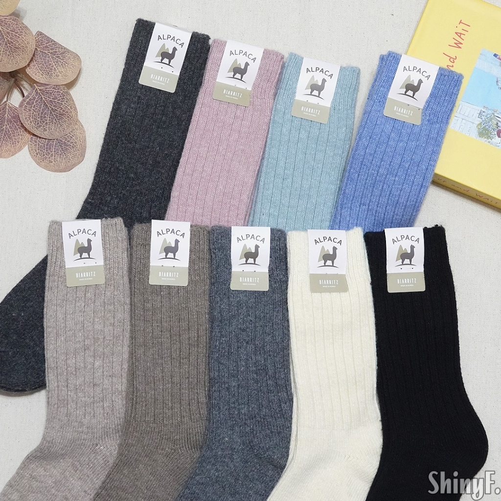 韓國襪子 素色 ALPACA 羊駝+羊毛襪 坑條紋 保暖 舒適 柔軟 中筒襪 長襪 女襪 韓襪 韓國襪 襪子