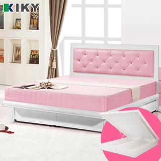 【KIKY】粉紅佳人床頭+搭配收納掀床 二件組(可單購)台灣製造｜✧雙人5尺✧ 夢幻粉紅水鑽佳人床頭片 床底