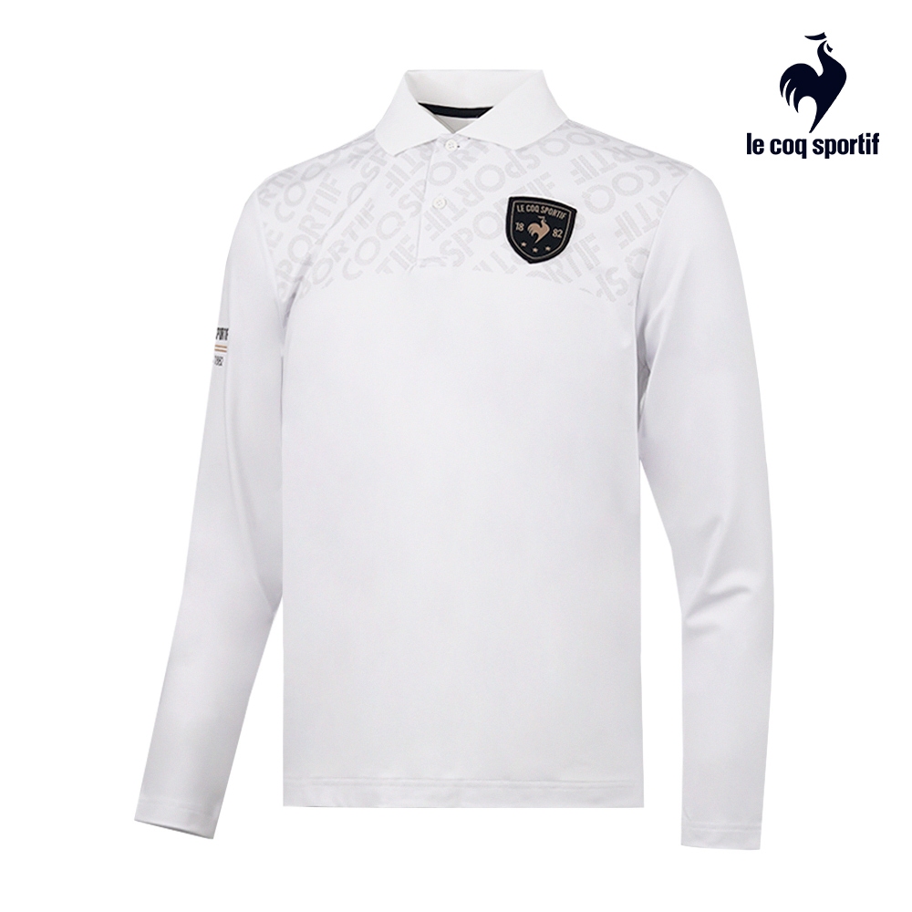 【LE COQ SPORTIF 法國公雞】吸濕排汗休閒百搭長袖POLO衫-男款-白色-LOS21841